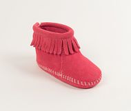 Black Flap Bootie suede hot pink