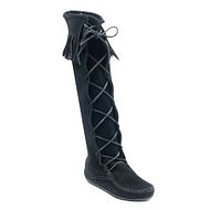 Front Lace Knee High Boot black
