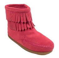 Double Fringe Side Zip suede hot pink