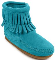 Double Fringe Side Zip suede turquoise