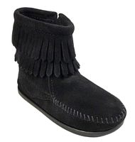 Double Fringe Side Zip suede black