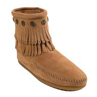 Double Fringe Side Zip Boot taupe